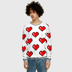 Свитшот мужской Сердца в стиле пиксель-арт, цвет: 3D-меланж — фото 2