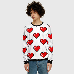 Свитшот мужской Сердца в стиле пиксель-арт, цвет: 3D-черный — фото 2
