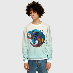 Свитшот мужской Козерог на приятном светлом фоне, цвет: 3D-белый — фото 2