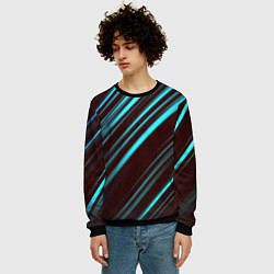 Свитшот мужской Stripes line neon color, цвет: 3D-черный — фото 2