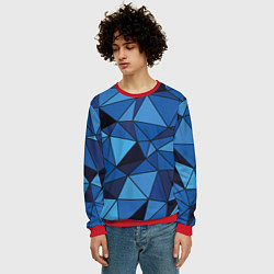 Свитшот мужской Синие треугольники, абстракт, цвет: 3D-красный — фото 2