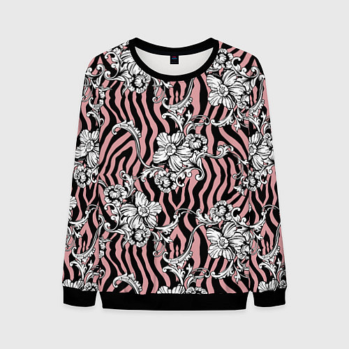 Мужской свитшот Floral pattern - vanguard / 3D-Черный – фото 1