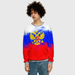 Свитшот мужской Russia флаг герб, цвет: 3D-меланж — фото 2