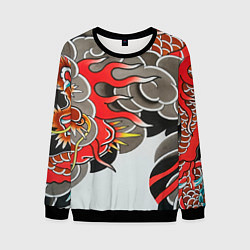 Свитшот мужской Иредзуми: дракон в дыму, цвет: 3D-черный