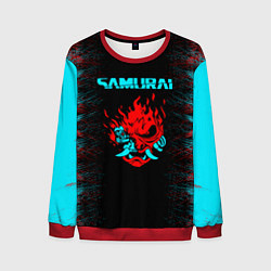 Свитшот мужской Сyberpunk 2077 samurai neon, цвет: 3D-красный