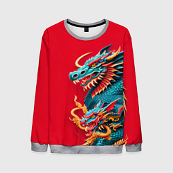 Свитшот мужской Japanese dragon - irezumi, цвет: 3D-меланж