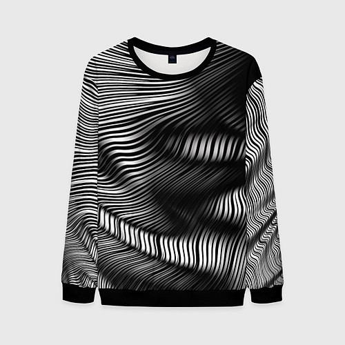 Мужской свитшот Оптические волны / 3D-Черный – фото 1