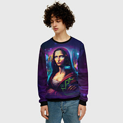 Свитшот мужской Cyberpunk Mona Lisa, цвет: 3D-черный — фото 2