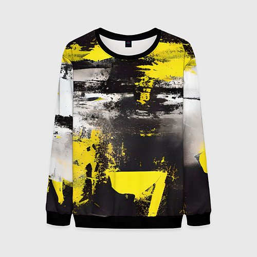 Мужской свитшот Черно-желтая абстракция, нейросеть / 3D-Черный – фото 1