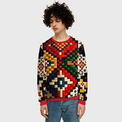 Свитшот мужской Русский узор крестиком, цвет: 3D-красный — фото 2