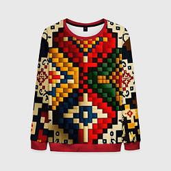 Свитшот мужской Русский узор крестиком, цвет: 3D-красный