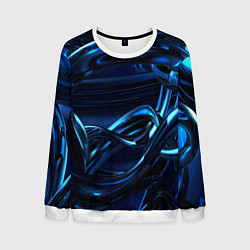 Свитшот мужской Фрактальный узор волны, цвет: 3D-белый