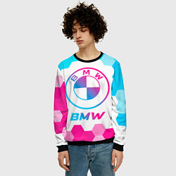 Свитшот мужской BMW neon gradient style, цвет: 3D-черный — фото 2