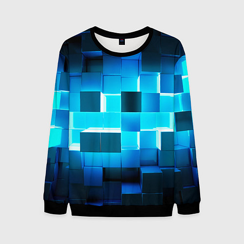 Мужской свитшот Неоновые кубы с подсветкой / 3D-Черный – фото 1