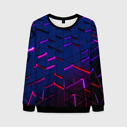 Свитшот мужской Неоновые треугольники с подсветкой, цвет: 3D-черный