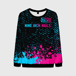 Свитшот мужской Nine Inch Nails - neon gradient: символ сверху, цвет: 3D-черный