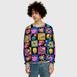 Свитшот мужской Funny cartoon characters, цвет: 3D-меланж — фото 2