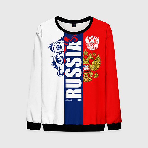 Мужской свитшот Russia national team: white blue red / 3D-Черный – фото 1