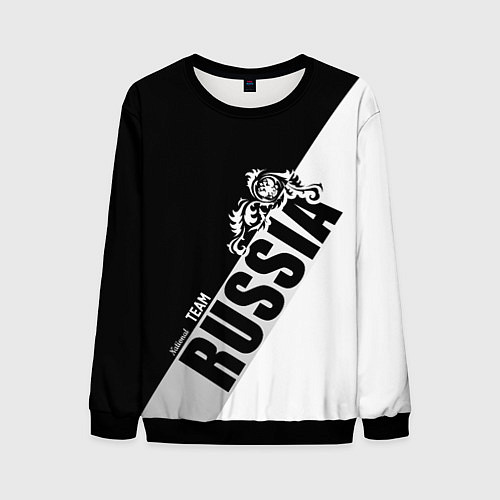 Мужской свитшот Russia national team: black and white lines / 3D-Черный – фото 1
