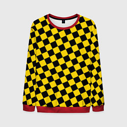 Свитшот мужской Черно-желтая мелкая клетка, цвет: 3D-красный