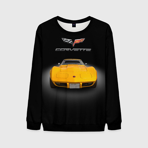 Мужской свитшот Американский маслкар Chevrolet Corvette Stingray / 3D-Черный – фото 1