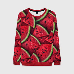 Свитшот мужской Сочная текстура из долек арбуза, цвет: 3D-красный