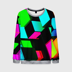 Свитшот мужской Неоновые светящиеся кубики, цвет: 3D-меланж