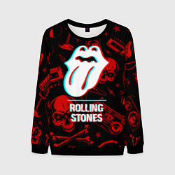 Свитшот мужской Rolling Stones rock glitch, цвет: 3D-черный