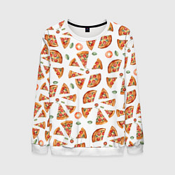Мужской свитшот Кусочки пиццы - паттерн на белом