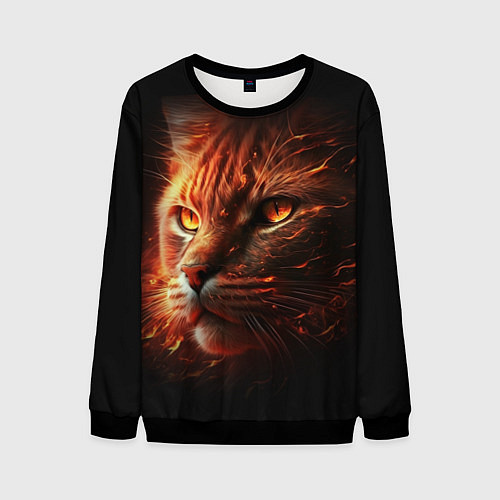 Мужской свитшот Огненный рыжий кот / 3D-Черный – фото 1