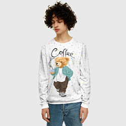 Свитшот мужской Медведь с кофе, цвет: 3D-белый — фото 2