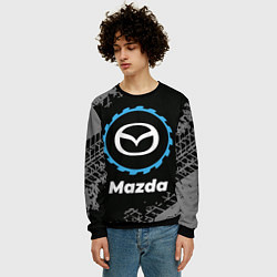 Свитшот мужской Mazda в стиле Top Gear со следами шин на фоне, цвет: 3D-черный — фото 2
