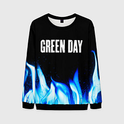 Свитшот мужской Green Day blue fire, цвет: 3D-черный