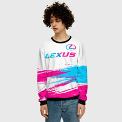 Свитшот мужской Lexus neon gradient style: символ сверху, цвет: 3D-черный — фото 2