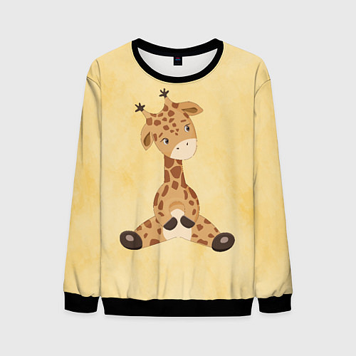 Мужской свитшот Малыш жираф / 3D-Черный – фото 1