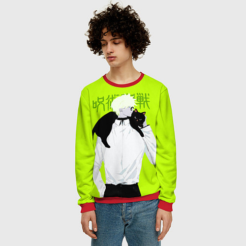 Мужской свитшот Магическая битва Сатору Годжо / 3D-Красный – фото 3