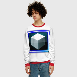Свитшот мужской Белый куб и магия, цвет: 3D-красный — фото 2