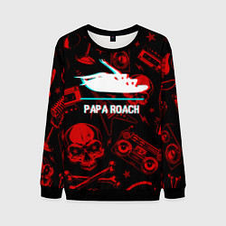 Свитшот мужской Papa Roach rock glitch, цвет: 3D-черный