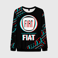 Свитшот мужской Значок Fiat в стиле glitch на темном фоне, цвет: 3D-черный