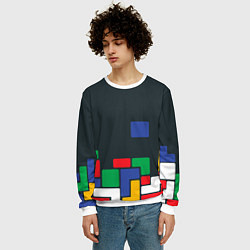 Свитшот мужской Падающий блок тетрис, цвет: 3D-белый — фото 2