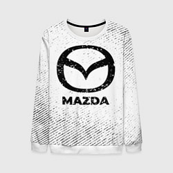 Свитшот мужской Mazda с потертостями на светлом фоне, цвет: 3D-белый