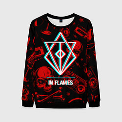 Свитшот мужской In Flames rock glitch, цвет: 3D-черный