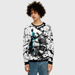 Свитшот мужской Panda samurai on the background of blots, цвет: 3D-черный — фото 2