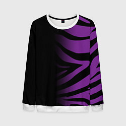 Свитшот мужской Фиолетовый с черными полосками зебры, цвет: 3D-белый