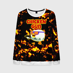 Мужской свитшот Chicken Gun на фоне огня
