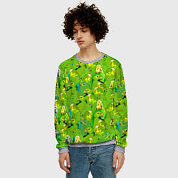Свитшот мужской Зеленые волнистые попугайчики, цвет: 3D-меланж — фото 2