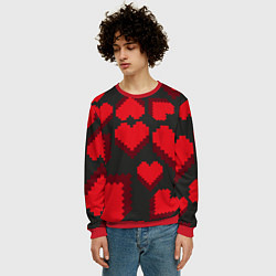 Свитшот мужской Pixel hearts, цвет: 3D-красный — фото 2