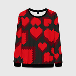 Свитшот мужской Pixel hearts, цвет: 3D-черный