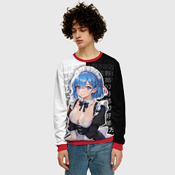 Свитшот мужской Рем - re zero - иероглифы, цвет: 3D-красный — фото 2