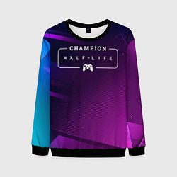 Свитшот мужской Half-Life gaming champion: рамка с лого и джойстик, цвет: 3D-черный